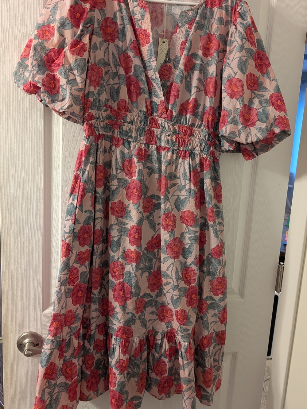 Boutique Girls Pink Floral Smocked Waist Dress
